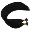 Ugeat Flat Tip Hair Extensions Real Human Hair Black K
