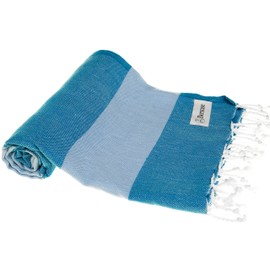 Bersuse Beach Towels Peshtemal Turkish Towels Cayman Premium Turkish Beach Towel - Peshtemal Beach Towel, 100% Cotton, Quick-Dry, Sand-Free, Lightweight, Blue/Light Blue (Set of 6)