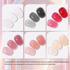 UR SUGAR 6 Coloured Rubber Base Gel Kit 7 ml Soak Off Gel Polish