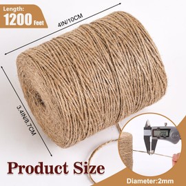 XSEINO 1200 Feet Natural Jute Twine Strong Garden Twine Rope for Arts Crafts Gift Wrapping Gardening Tomato Climbing Plant Tie Floristry Packing Decor | XSEINO