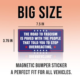 Magnet Sticker The Road to Fascism Magnetic Anti Funny Leftist Feminist Social Justice Human Rights Blue Magnet for Bumper, Refrigerator, Cruise Door, Car, Truck 7.5x3.75in