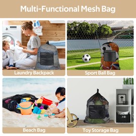 OTraki Laundry Bag Backpack 24 x 27 Inch Travel Laundry Bag with Shoulder Straps and Zipper Pocket, Duffle Bags Heavy Duty Dirty Clothes Organizer for College Dorm Apartment Laundromat (Black)