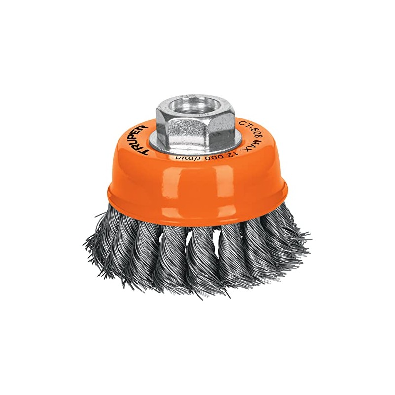 Truper CT-608, Carda de copa, alambre trenzado fino, 3" para