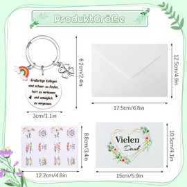 Partideal Set of 6 Leaving Gifts for Colleagues Including 6 Lucky Charm Keyrings, 6 Thank You Cards and 6 White Envelopes