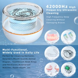 ARGOMAX Upgraded Ultrasonic Retainer Cleaner, 45kHz Professional Denture Cleaning Machine, 200ml Portable Sonic Cleaner for Aligner, Mouth Guard, Night Guard, Braces, Toothbrush Head, Jewelry, 24W