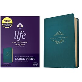 NKJV Life Application Study Bible, Third Edition, Large Print (Red Letter, LeatherLike, Teal Blue)