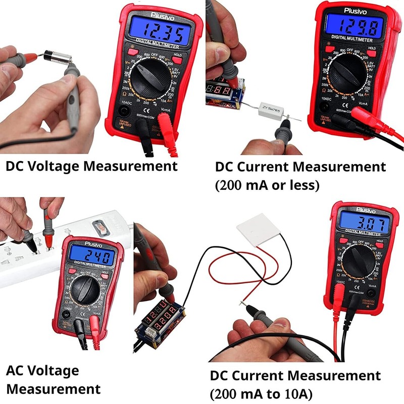Plusivo Digital Multimeter Measuring Voltage Resistance Current Meter AC DC