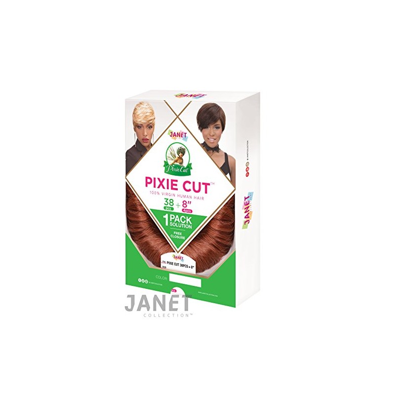 Janet Collection PIXIE CUT Weave 38pc 8" (1B)