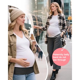 Oakgarden 4 pack Maternity Belly Bands Pregnancy Postpartum Shirts Pants Extender Support Stretch Belt for Pregnant Women(White,Light Gray,Dark Gray,Black,Large)