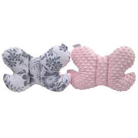 Medi Partners Head Cushion Children's Neck Support 100% Cotton / Minky Baby Neck Pillow for Car Pushchair Car Travel Sleep Neck Pillow Snooze Roll (Berry with Pink Minky)