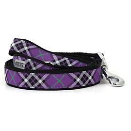 The Worthy Dog Bias Plaid Leash for Large Dog - Made of Nylon - 5ft Comfortable Strong Dog Leash for Walking Dog, Purple Size- Large