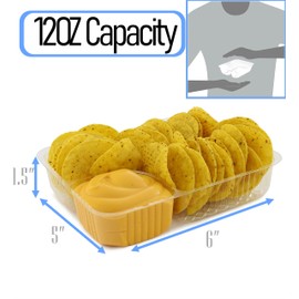 Disposable Plastic Nacho Trays with 2 Compartments - 12oz Crystal Clear Nachos Trays for Cheese Dip, Concession Stands, Movie Nights & Sports Parties - Leak-Resistant & Freezer Safe… (25 pack)