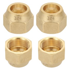 PATIKIL 3/4" Brass Flare Nut, 4Pcs 45 Degree SAE Union Tube Fitting Coupling Brass Pipe Fitting Sealing Cap Connector Adapter for Air Conditioner Copper Pipe Extension Gas Line, Matte