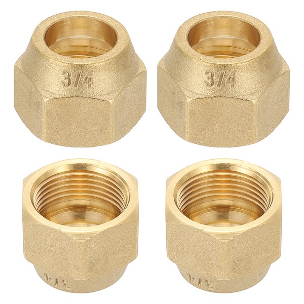 PATIKIL 3/4" Brass Flare Nut, 4Pcs 45 Degree SAE Union