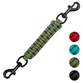 PetBonus Dog Collar Safety Clip, Handmade Backup Safety Strap for Dog Harness, Prong Collar, Pinch Collar, Double Ended Clasp Leash Connector (Army Green)