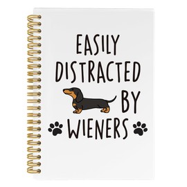 ANIANG Dog Notebook, Dog Journal, Funny Notebooks, Dachshund Gifts for Women 5.5"x8.3" 164pages Lined Notebooks College Ruled, Easily Distracted by Dachshund Notebook for Office School Supplies