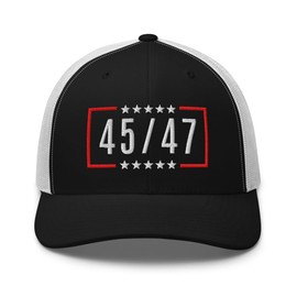 RIVEMUG NG 45/47 Embroidered Curved Bill Trucker Hat Mid Crown Adjustable 45 47 Cap Black/White