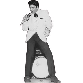 SC2579 Elvis B:W with Microphone Cardboard Cutout Standee Standup