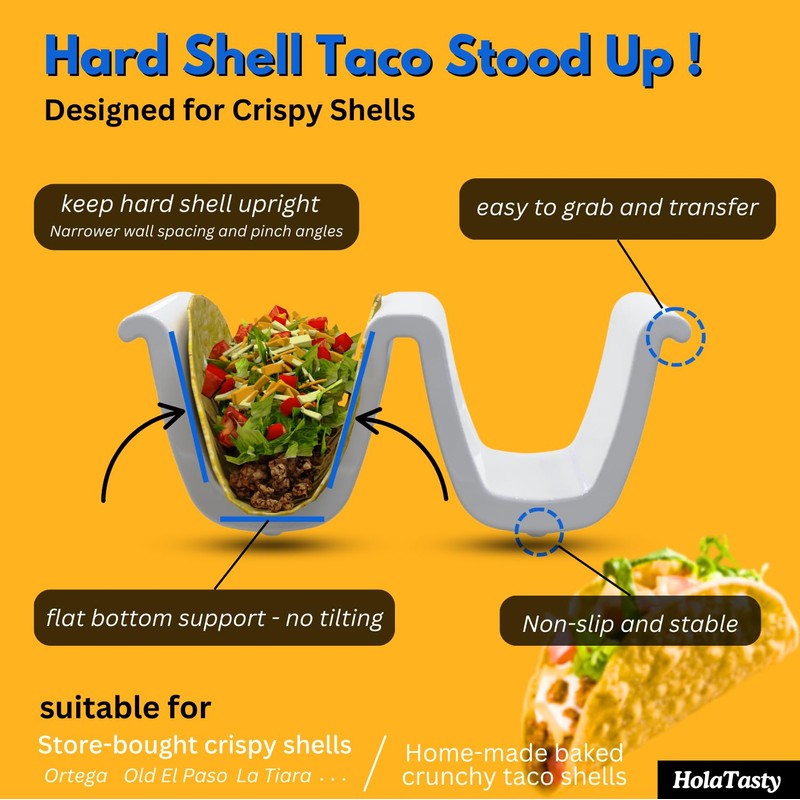 Ceramic Taco Holder (Green - 2 Pack, Taco Shells -