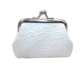 Adam Victor Lace Coin Purse- Mini Clasp Pouch Key Bags Money Bag/Wallet, White-lace Gifts CoinBag, Purses Wallets Party Favors(White)