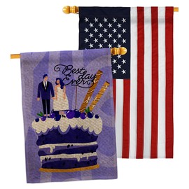 Angeleno Heritage Best Day Ever Burlap House Flag Pack Celebration Wedding Marriage Bride Groom Mrs Occasion Anniversary Party Embroidery Banner Small Garden Yard Gift Double-Sided, Made in USA