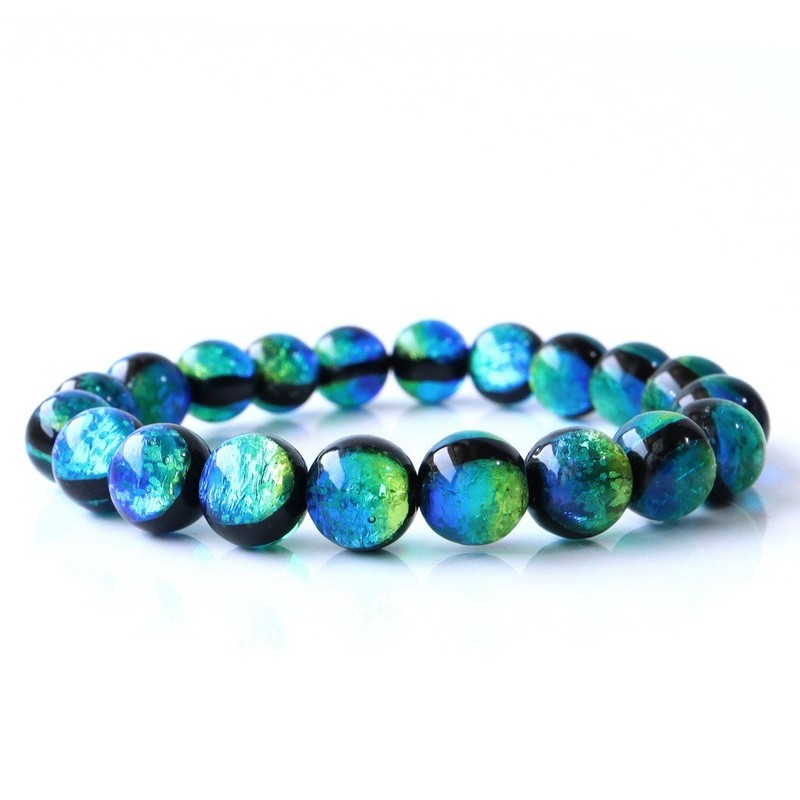 Gold Stone Luminous Keramarin Firefly Glass Bracelet, 0.4 inches (10