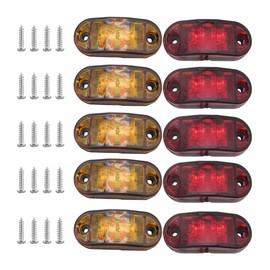 HaeKap 5x Red+5x Amber Oval 2.5" Side Marker/Clearance Lights Auto Side Lamps, For Trailer Truck Pickups