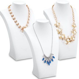 Kigley 3 Pcs Velvet Jewelry Display Bust Necklace Display Stand Necklace Mannequin Holder Stands for Selling Trade Shows Props (White)