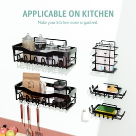 GD Adhesive Shower Caddy 5 Pack – Rustproof Stainless Steel No-Drill Bathroom Organizer Shelves with Large Capacity, Waterproof Storage Racks for Shower, Kitchen, Dorm, Apartment, and Home