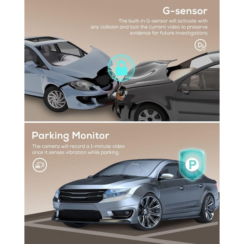 1080p Car Dash Cam With Front & Rear Video Recording