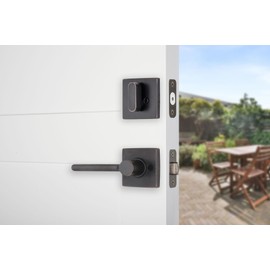 BRINKS Contemporary Keyed Entry Door Handleset with Straight Lever and Deadbolt, Satin Nickel – Modern Front Door Lock Set, Easy Install, Pick-Resistant (Tuscan Bronze)