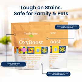 Truly Free OxyBoost - Oxygen Stain Remover Powder for Laundry | Color Safe Stain Remover for Clothes | Chlorine-Free Whitener for Whites & Colors | Oxy Cleaner with Sodium Percarbonate (12.5oz)