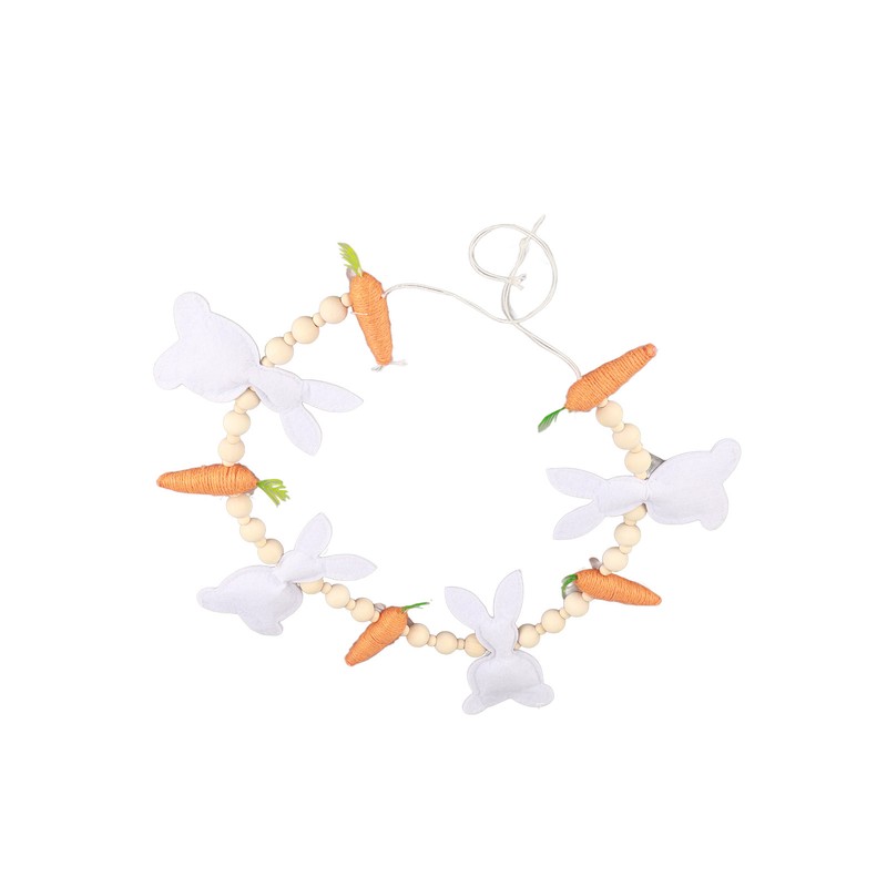 Easter Bunny Carrot Wreath Decor Spring Garland for Home Party