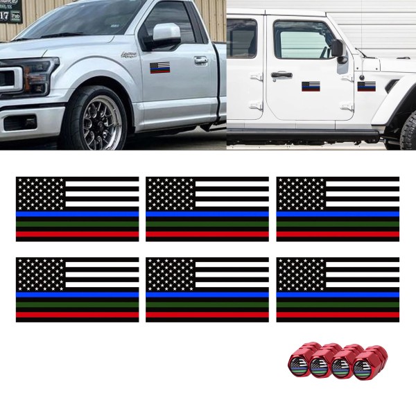 Xotic Tech 10x Reflective Blue Green Red American Flag Sticker