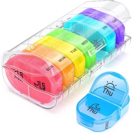 PILLBOX Pill Box 2 Times a Day, Weekly Pill Organizer AM PM Case to Hold Vitamin, Medici