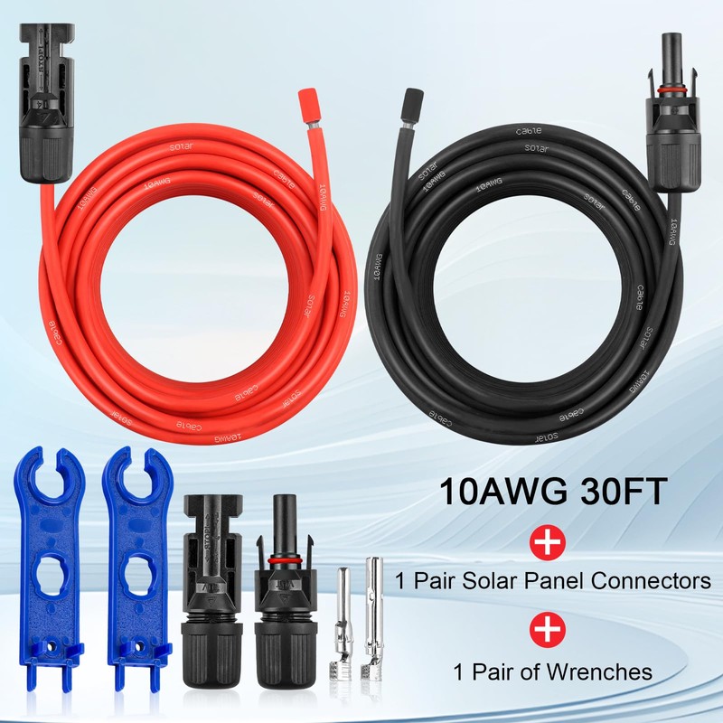10AWG Solar Extension Panel Cable - 30FT Solar Wire with