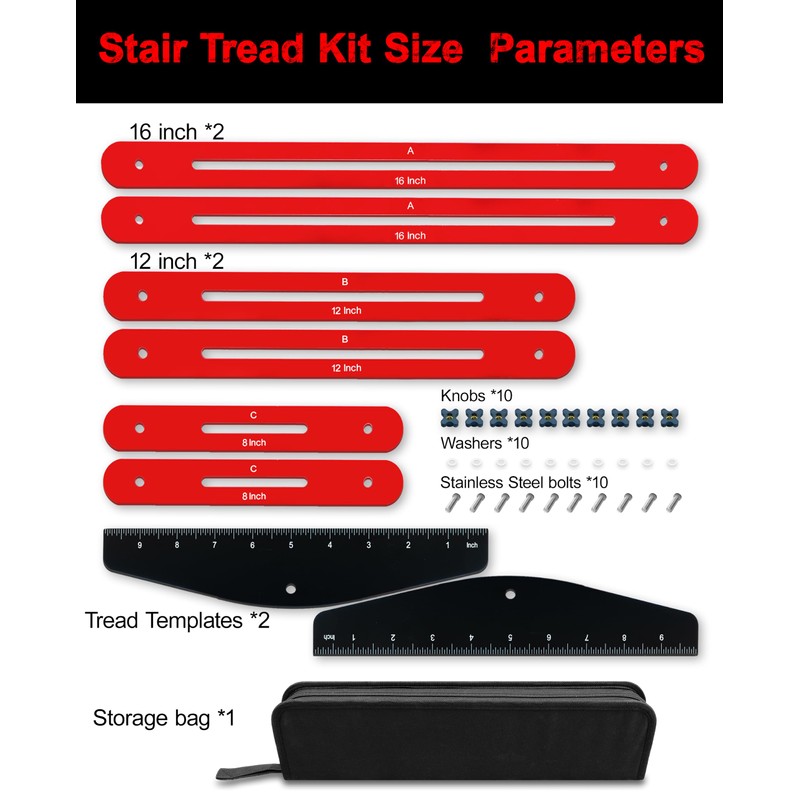 Stair Tread Template Tool, 8-60 inches Solid Aluminum Stair Tread