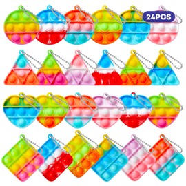 FIDWOD 24PCS Party Bag Fillers for Kids: Pop Fidget Toys Party Favours Pack - Mini Pop Bubbles Bulk Stocking Stuffers Poppet Pinata Fillers - Multi-Item Birthday Class Gifts for Kids