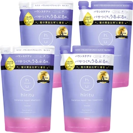 Hiritu Refill, Set of 4, Shampoo, Hair Treatment, Moisture, 11.8 fl oz (350 ml) x 4, Apricot & Jasmine Scent