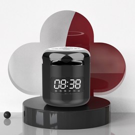 Bluetooth Clock Speaker Type C Charging Subwoofer Mini Wireless 3 Alarm Clocks Speaker with Ambient Light Black
