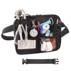 Nurse Fanny Utility Waist Pack,BetterJonny Multi Compartment Medical Gear Pocket Belt Bag with Extension Strap Nursing Organizer Pouch for Stethoscopes,Bandage Scissors Other Medical Supplies(Black)