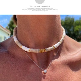 Stocking Stuffers Gifts for Women Necklace for Men Jewely Pearl Necklace Men Beaded Necklace Faux Pearl Choker Necklace Layered Cuban Link Necklace Puka Shell Necklace Men Trendy Stuff