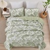 WONGS BEDDING Botanical Quilt Set Full Size, Sage Green 3