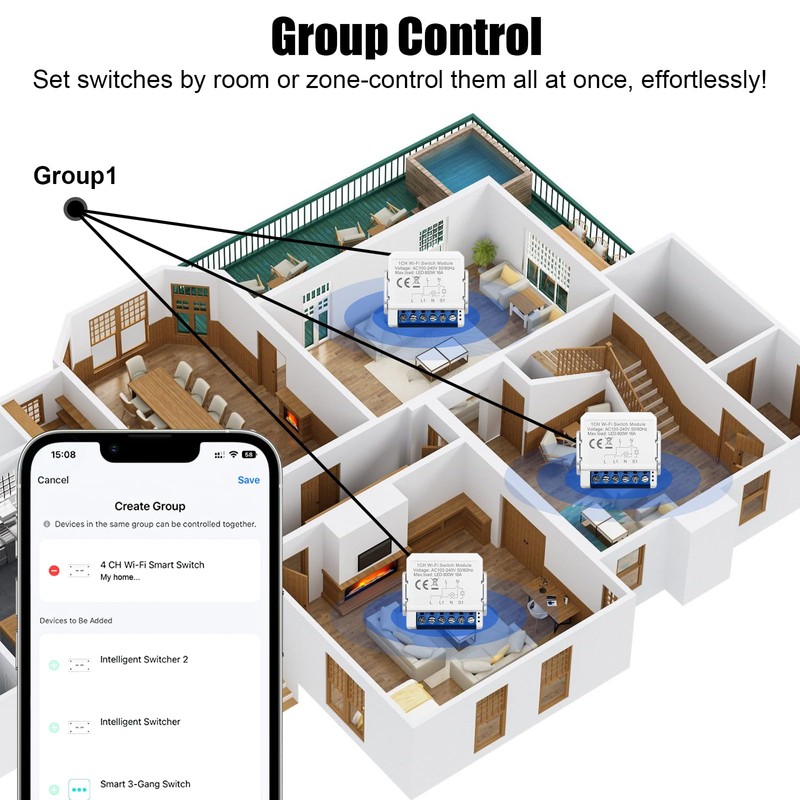 1 x Alexa Light Switch, WLAN Switch, WiFi Light Switch,