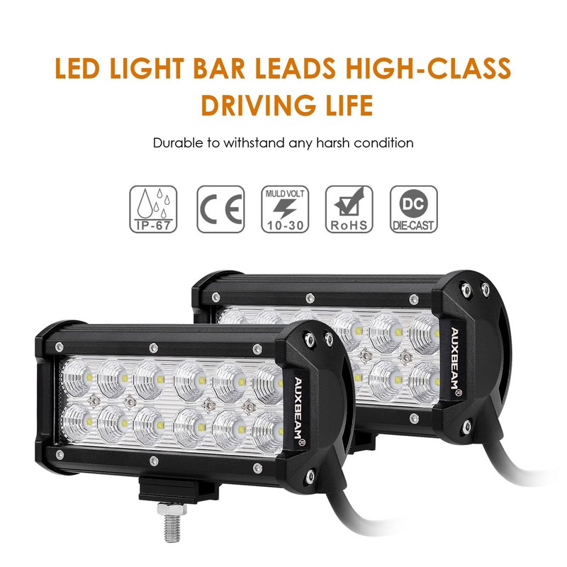 Auxbeam LED Light Bar 7Inch 36W Flood Led Off Road