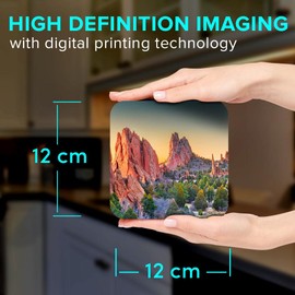 1 x Square Jumbo Size Coaster 12cm Garden of the Gods Colorado Springs USA Cork Backed MDF Glossy Tea Coffee Accessory #50997
