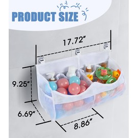 ZOBUU 2 Compartment Horizontal Bath Toy Storage, Opening Stand with Side Pocket for Bath Products, Effortlessly Access, Store, and Tidy Toys