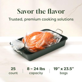 Oasier Multipurpose Turkey Oven Bags, 25 Count, Large Turkey Size 19" x 23.5", Oven Cooking Bags for Roasting, Baking, Preserving, Harvest Storage, Odor Proof
