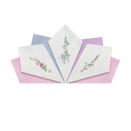 Warwick & Vance Pack Of 7 Womens/Ladies Handkerchiefs, Assorted Floral Embroidered & Dyed Handkerchiefs, 100% Cotton, 29 x 29cm