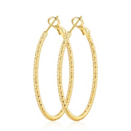 OOOPEL 2mm Gold Hoops Earrings for Women 14k Real Gold Plated Hoop Earrings for Women Hypoallergenic Lightweight Big Hoop Earring Boucle Doreille Femme en Or
